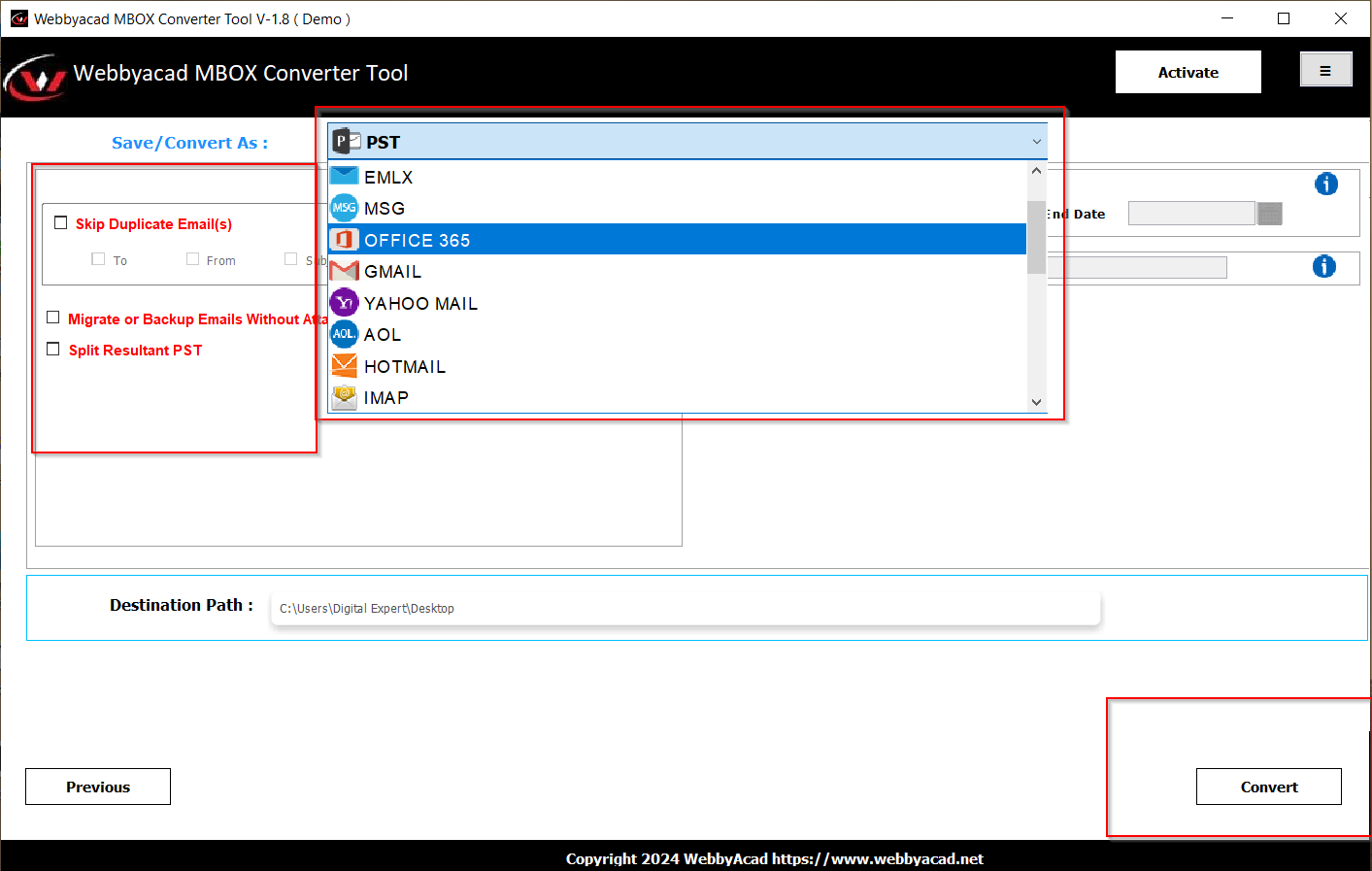 mbox file converted successfully