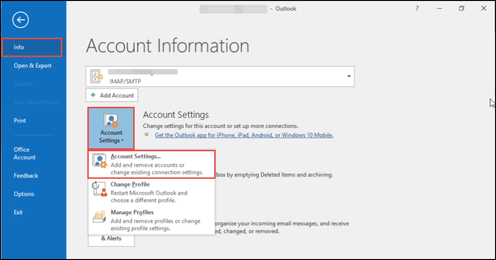 click-outlook-account-settings