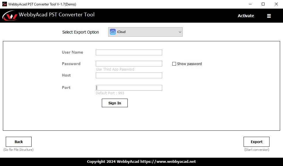 enter-login-credentials-of-Apple-mail-to-migrate-pst-file-to-icloud